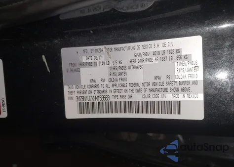 2017 Mazda Mazda3 Sport из США, поврежденный, VIN 3MZBN1U7XHM153563